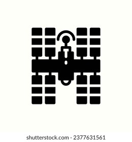 space station black icon, isolated icon in light background, perfect for website, blog, logo, graphic design, social media, UI, mobile app