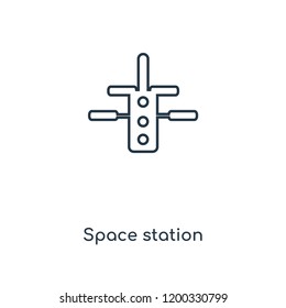 Space station concept line icon. Linear Space station concept outline symbol design. This simple element illustration can be used for web and mobile UI/UX.