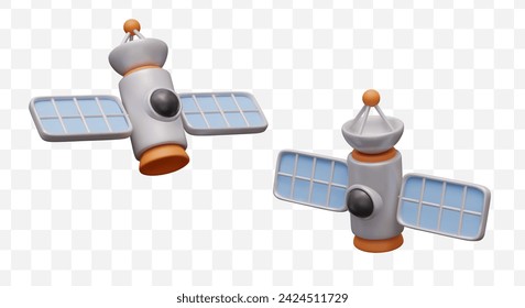 Space station with deployed solar panels. Autonomous space satellite in orbit