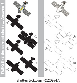 Space Station with different shadows to find the correct one, compare and connect object with it true shadow, the educational kid game with simple gaming level.
