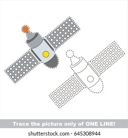 Space Station. Dot to dot educational game for kids. trace only of one line.