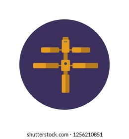 Space station flat icon isolated on purple background. Simple sign symbol in flat style. Space elements Vector illustration for web and mobile design.