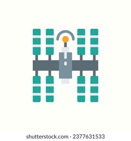 space station flat icon, isolated icon in light background, perfect for website, blog, logo, graphic design, social media, UI, mobile app