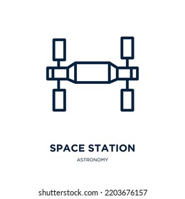 space station icon from astronomy collection. Thin linear space station, space, station outline icon isolated on white background. Line vector space station sign, symbol for web and mobile