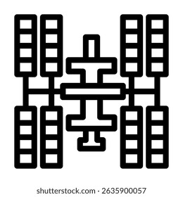 Ilustración de estilo de línea de icono de estación espacial