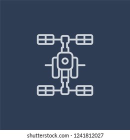 Space station icon. Space station linear design concept from Astronomy collection. Simple element vector illustration on dark blue background.