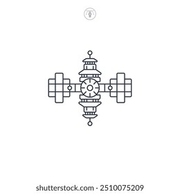 Ilustración vectorial del símbolo del icono de la estación espacial aislada en el fondo blanco