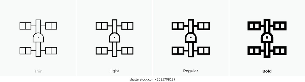 space station icon. Thin, Light Regular And Bold style design isolated on white background