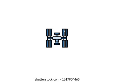 Space station icon in trendy flat style isolated on white background vector illustration
