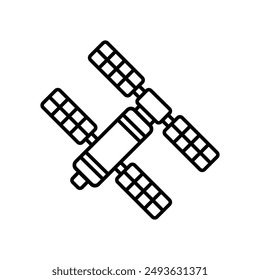 Raumstation-Symbol mit weißem Hintergrund Vektorgrafik Stock Illustration
