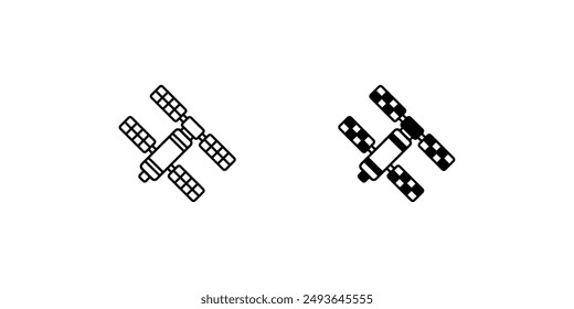 Raumstation-Symbol mit weißem Hintergrund Vektorgrafik Stock Illustration