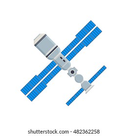Space station isolated on white background. Vector illustration in flat style