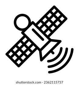 Space station line icon, space concept, communication satellite sign on white background, Orbiting space station icon in outline style for mobile concept and web design. Vector graphics