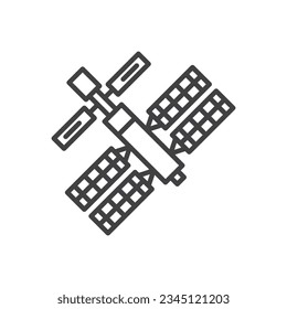 Space station line icon. linear style sign for mobile concept and web design. Orbital Space Station outline vector icon. Symbol, logo illustration. Vector graphics