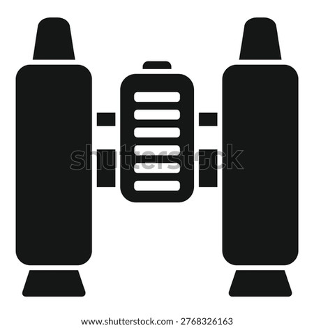 Space station module with solar panels floating in open space
