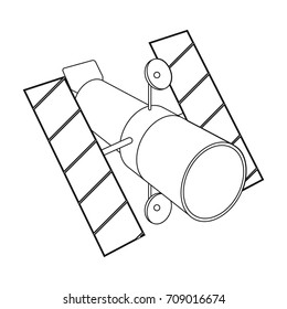 Space station in orbit. Space technology single icon in outline style vector symbol stock illustration web.