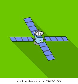 Space station in orbit. Space technology single icon in flat style vector symbol stock illustration web.