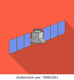 Space station in orbit. Space technology single icon in flat style vector symbol stock illustration web.