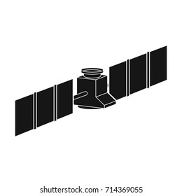 Space station in orbit. Space technology single icon in black style vector symbol stock illustration web.
