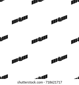 Space station in orbit. Space technology single icon in black style vector symbol stock illustration web.