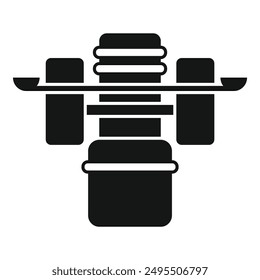 Space station orbiting around earth icon, simple style