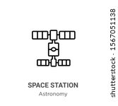 Space station outline vector icon. Thin line black space station icon, flat vector simple element illustration from editable astronomy concept isolated on white background