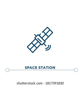 icono de vector de contorno de estación espacial. ilustración de elemento simple. icono de contorno de estación espacial a partir del concepto de astronomía editable. se puede usar para web y móvil
