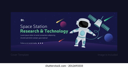 Space station research and technology facebook cover page template