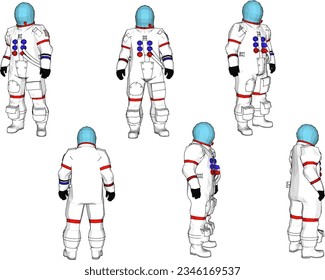 Space station satellite astronaut suit design vector illustration sketch