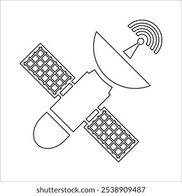Space Station Satellite Icon In Outline Style