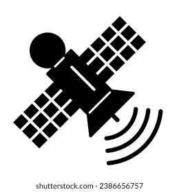 Space station solid icon, space concept, communication satellite sign on white background, Orbiting space station icon in glyph style for mobile concept and web design. Vector graphics