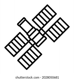 Space Station Vector Outline Icon Isolated On White Background
