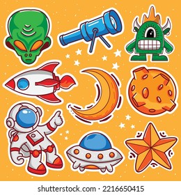 Space sticker cartoon design illustration