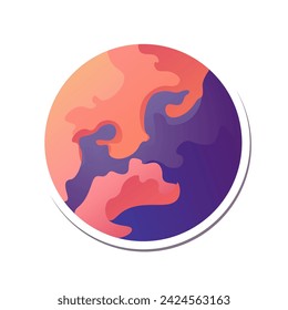 Space sticker of colorful set. This illustration offers a celestial journey through sticker-style design, featuring a cosmic planet against a crisp white background. Vector illustration.