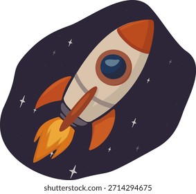 
Pegatina espacial con una imagen de un cohete
