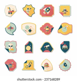 Space stickers banner flat design background set, eps10