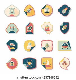 Space stickers banner flat design background set, eps10