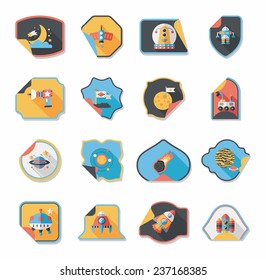Space stickers banner flat design background set, eps10
