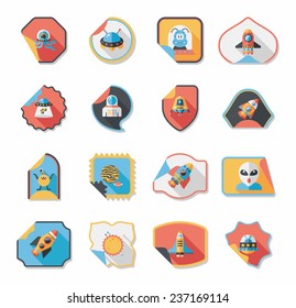 Space stickers banner flat design background set, eps10