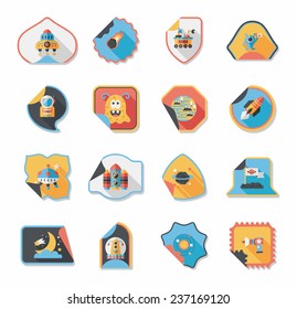 Space stickers banner flat design background set, eps10