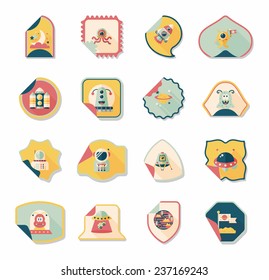 Space stickers banner flat design background set, eps10