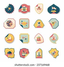 Space stickers banner flat design background set, eps10
