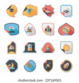 Space stickers banner flat design background set, eps10