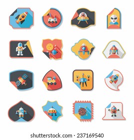 Space stickers banner flat design background set, eps10