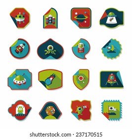 Space stickers banner flat design background set, eps10