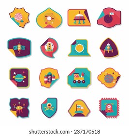 Space stickers banner flat design background set, eps10