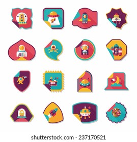 Space stickers banner flat design background set, eps10