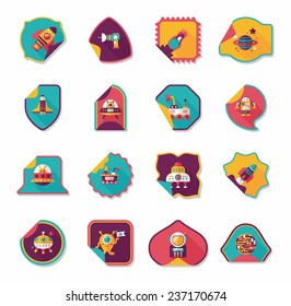 Space stickers banner flat design background set, eps10