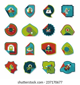 Space stickers banner flat design background set, eps10
