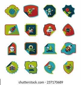 Space stickers banner flat design background set, eps10